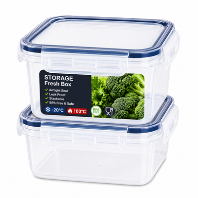 Premium Airtight Food Storage Container Set – 2 Piece Square Fresh Keeper Boxes-AYD256-291
