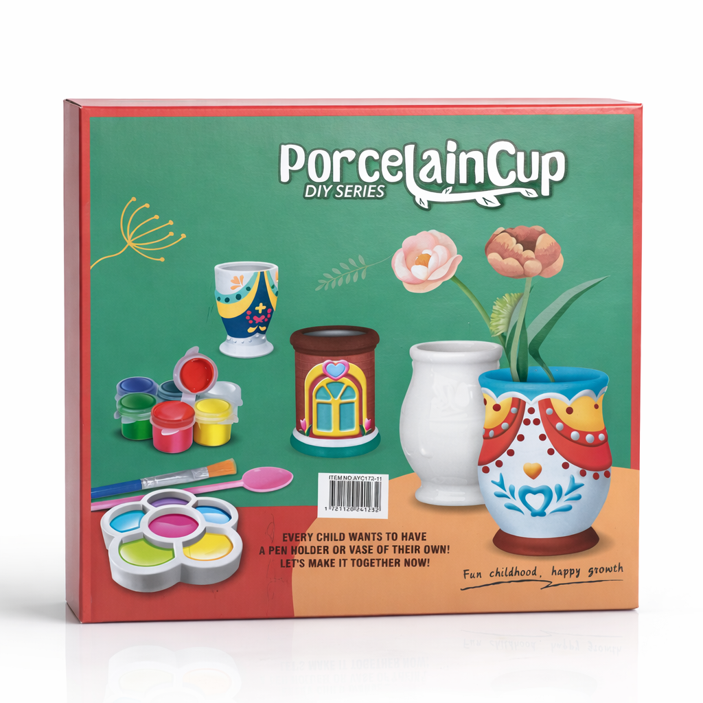 Kit de Pintura DIY de Chávenas de Porcelana (9 PEÇAS) – Conjunto de Artesanato Criativo para Crianças (BRI0221)