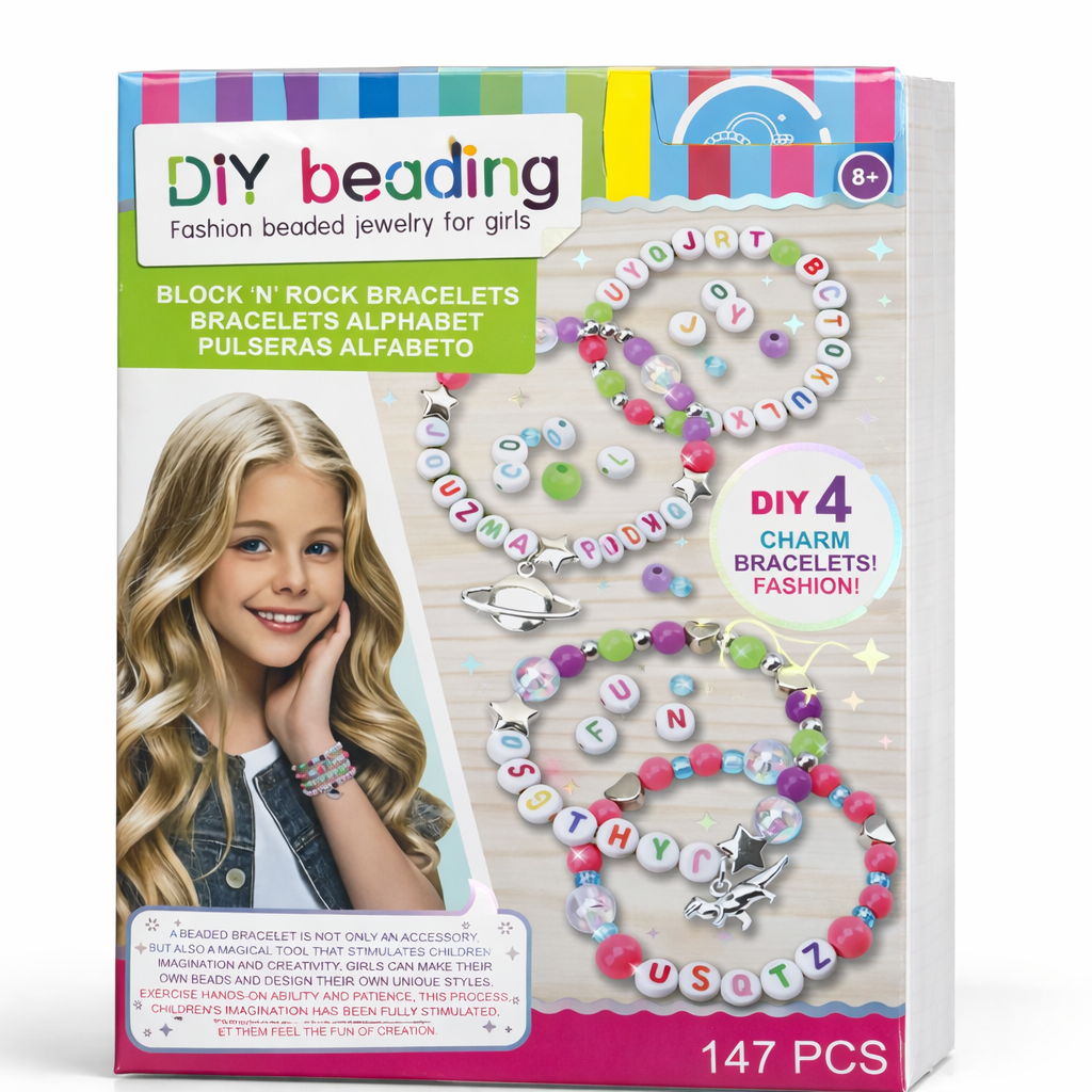 Kit DIY para Fazer Pulseiras com Missangas – 147 Peças, Conjunto Criativo para Crianças Fazerem Joias