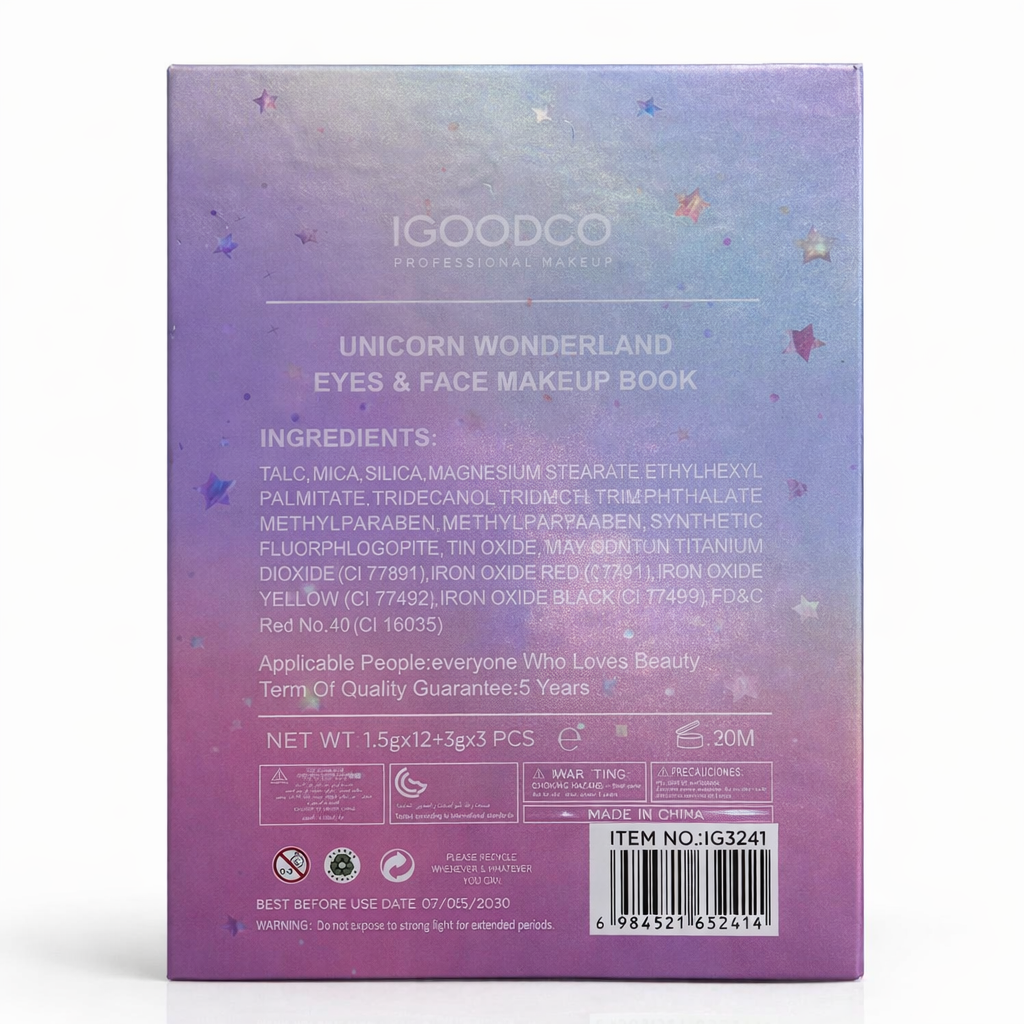 Livro de Maquilhagem Unicorn Wonderland – Conjunto de Beleza para Olhos e Rosto para Crianças (AYC324-1)