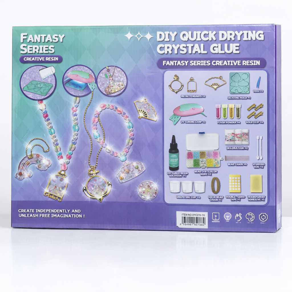 Kit de Joias de Resina Cristal DIY – Conjunto de Artesanato Criativo de Secagem Rápida para Crianças (Série Fantasia) (AYC270-33)