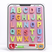 Quadro de Aprendizagem do Alfabeto para Crianças – Brinquedo Educativo Magnético ABC Colorido com Marcadores