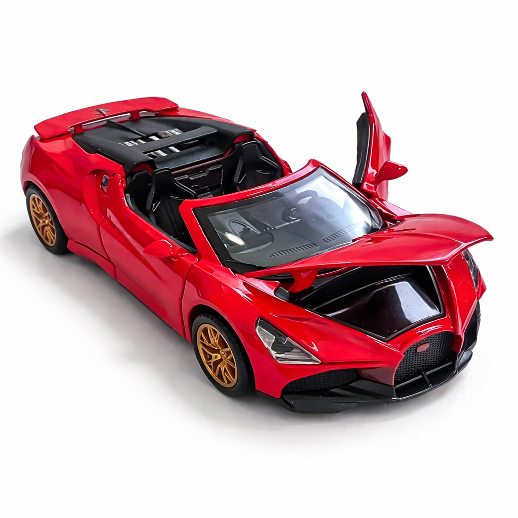 Carro Descapotável Desportivo Vermelho – Modelo Diecast com Peças que Abrem (AYC169-16)