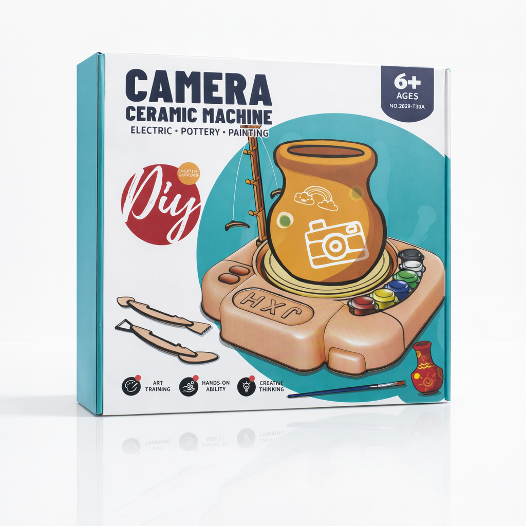 Kit de Roda de Oleiro Elétrica DIY para Crianças – Máquina de Cerâmica com Ferramentas de Pintura e Escultura