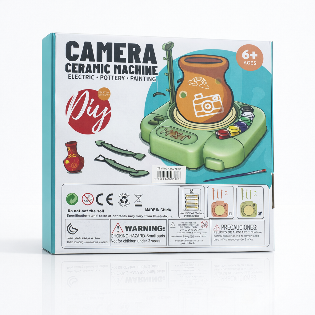 Kit de Roda de Oleiro Elétrica DIY para Crianças – Máquina de Cerâmica com Ferramentas de Pintura e Escultura