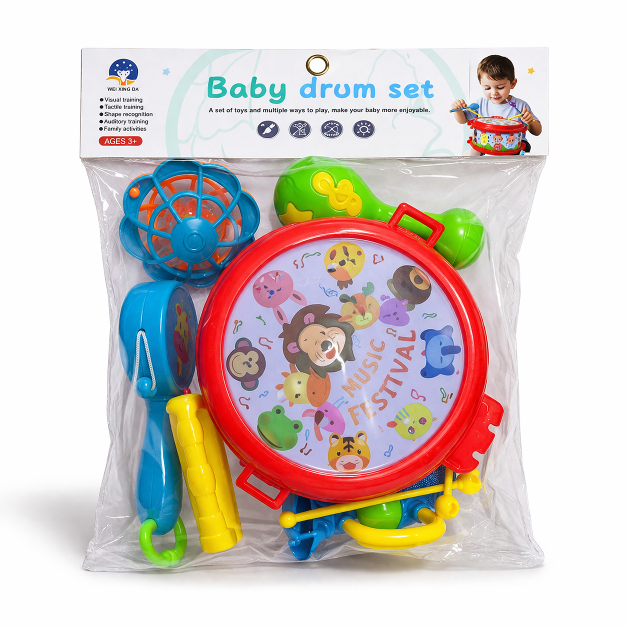 Brinquedo Bateria para Bebé – Conjunto de Instrumentos Musicais para Crianças (3+ Anos) (AYC315-54)