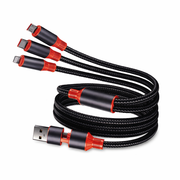 Cabo de carregamento rápido AEMAI AX-65 3 em 1 (1,2 M) – USB-A para Lightning, Tipo-C e Micro USB (AYC338-13)
