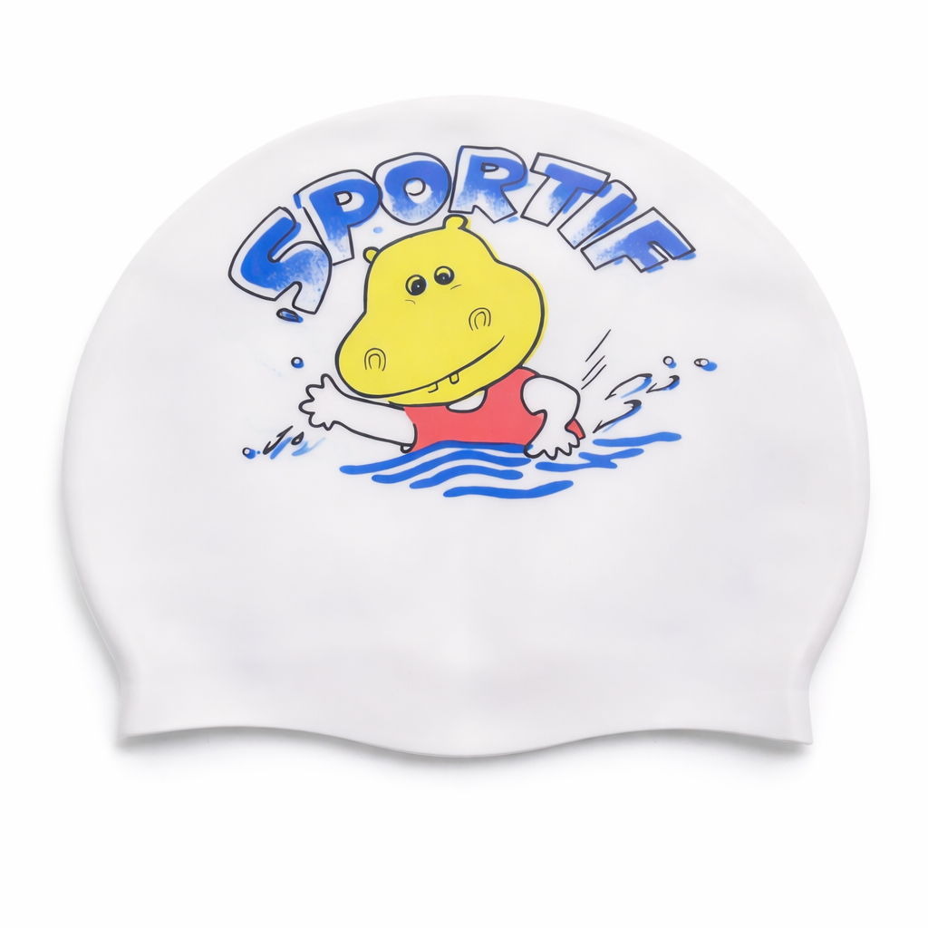 Touca de Natação em Silicone para Crianças – Design Desportivo Cartoon (Suave e Impermeável) (AYD273-54)