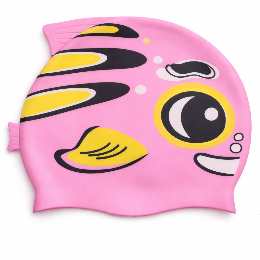 Touca de Natação em Silicone para Crianças – Design de Peixe Rosa (Suave e Impermeável) (AYD273-49)