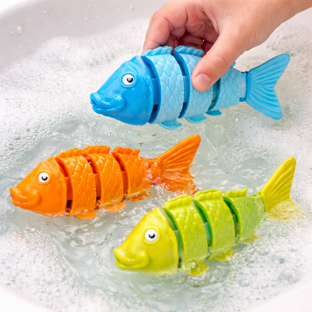 Conjunto de Brinquedos Aquáticos Peixe para Crianças – Diversão no Banho (3 Peças)-AYD273-61