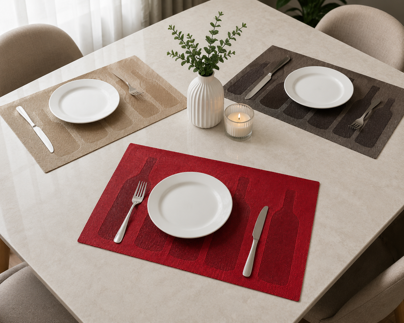 Jogo Americano Decorativo em PVC Entrançado – Tapete de Mesa Resistente ao Calor (30 × 45 cm)-AYD263-19