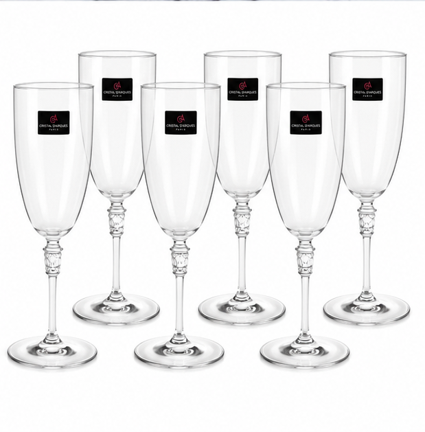 Conjunto de 6 Taças de Champanhe Cristal d'Arques Paris (883314575491)