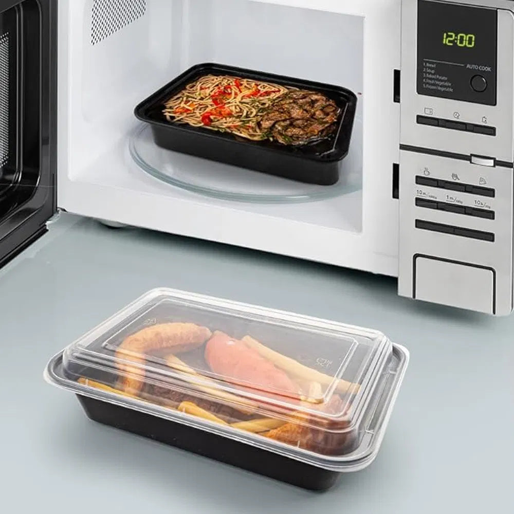 Disposable Plastic Lunch Box Microwave Safe Rectangle Black