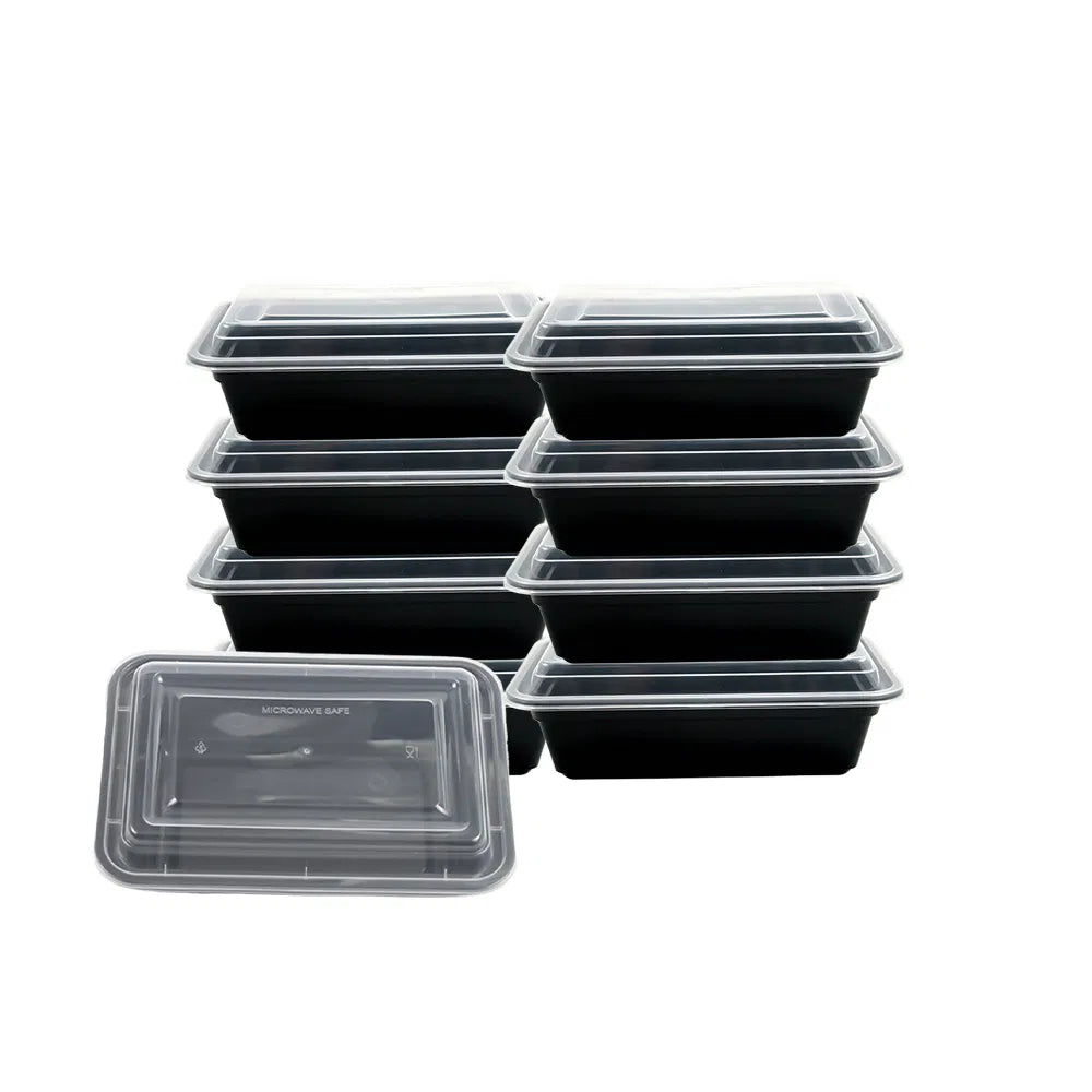 Disposable Plastic Lunch Box Microwave Safe Rectangle Black