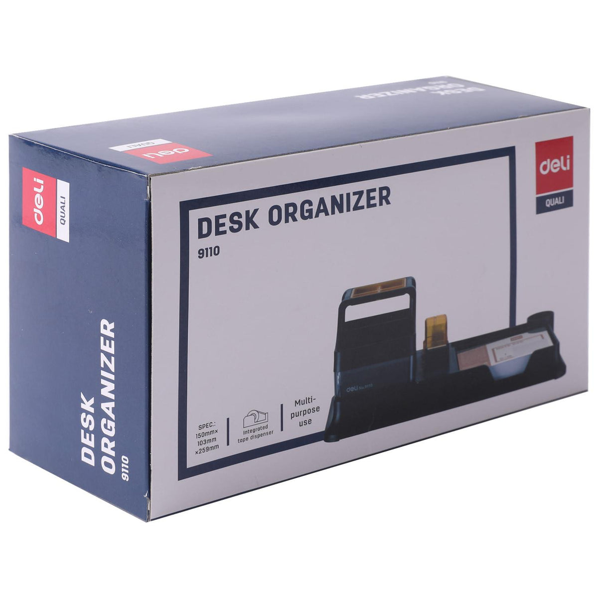 Deli Desk Organizer E9110 7-Compartment with Tape Dispenser