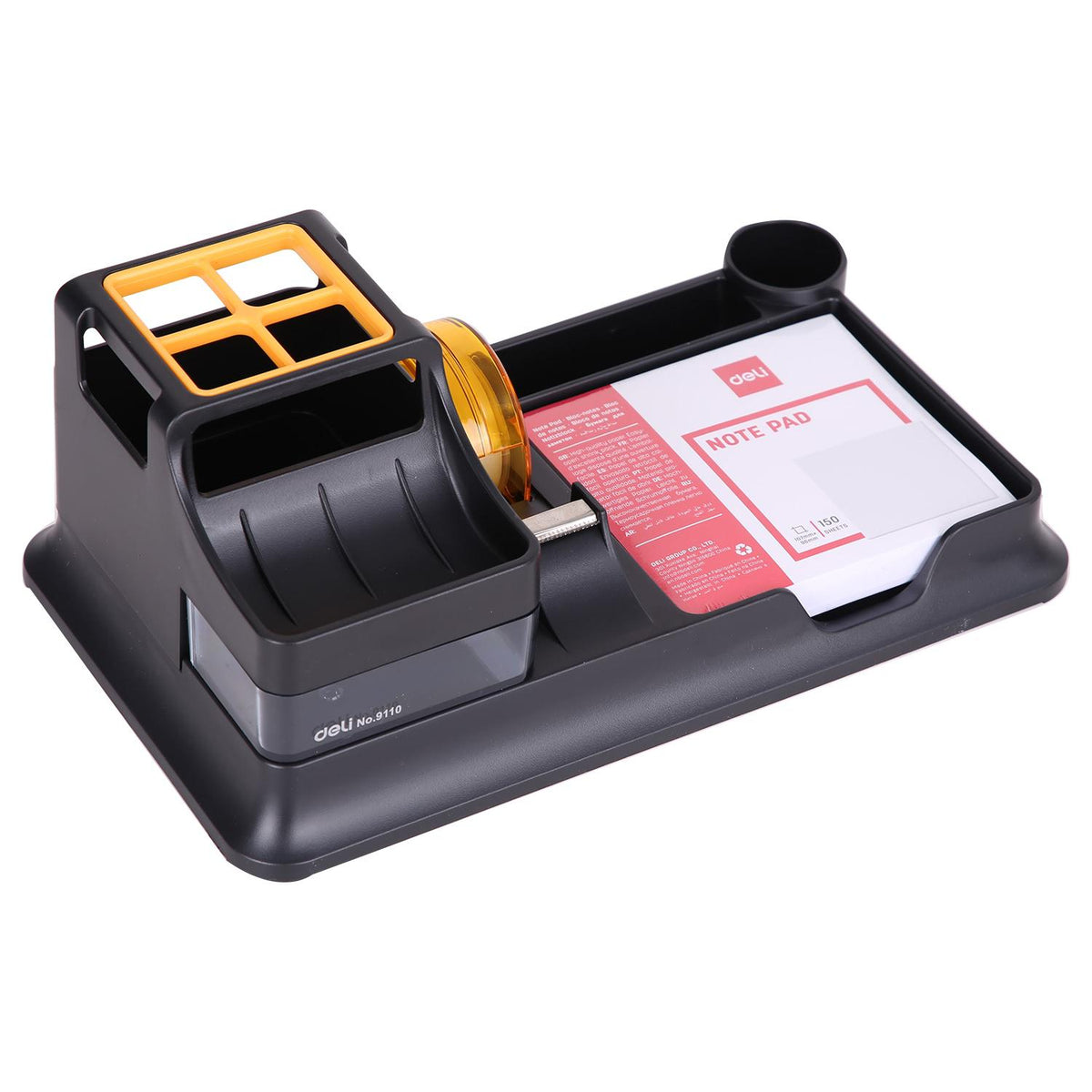 Deli Desk Organizer E9110 7-Compartment with Tape Dispenser