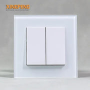 2 Gang Glass Panel Wall Light Switch European Standard