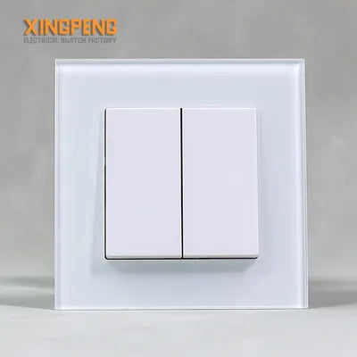 2 Gang Glass Panel Wall Light Switch European Standard