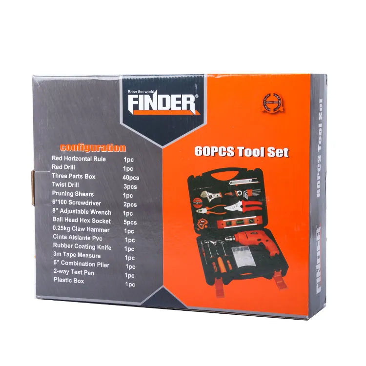 FINDER 60-Piece Home Tool Set with Electric Drill