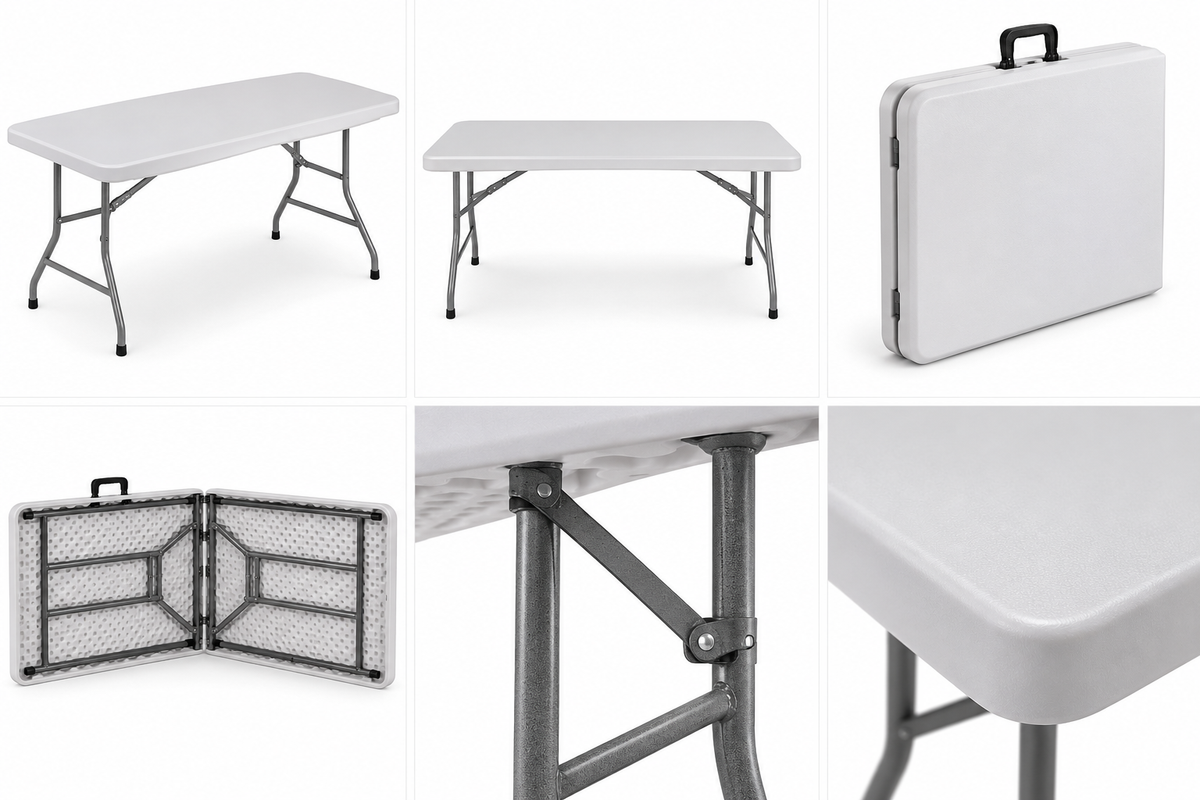 Mesa Dobrável Portátil Retangular Branca – 150 × 70 × 72 cm - (AYD005-3)