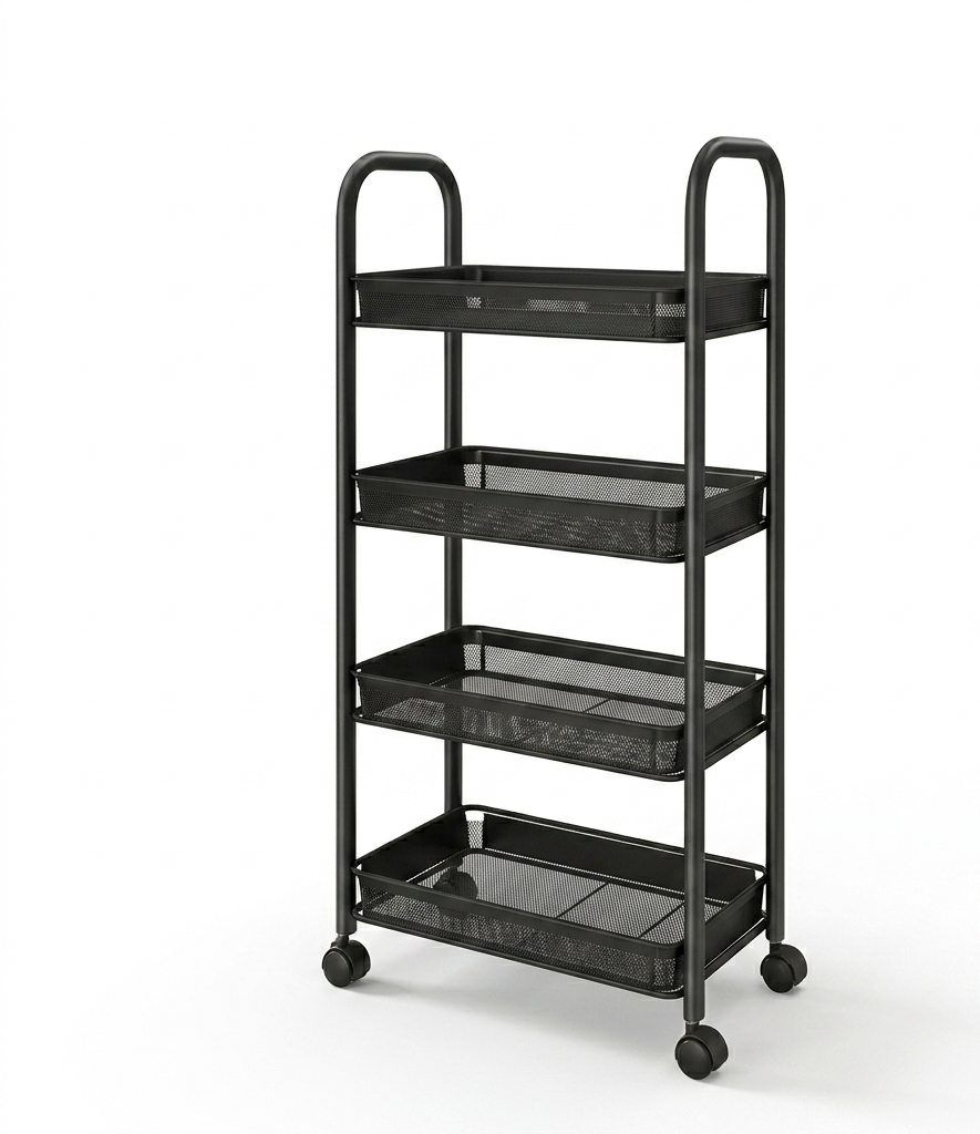 Carrinho Organizador de Metal de 4 Níveis com Rodas – Organizador Multifunções-AYD314-3