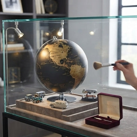 O Mundo em Tons de Ouro: Globo Terrestre Decorativo com Base Cromada - (AYC329-7)