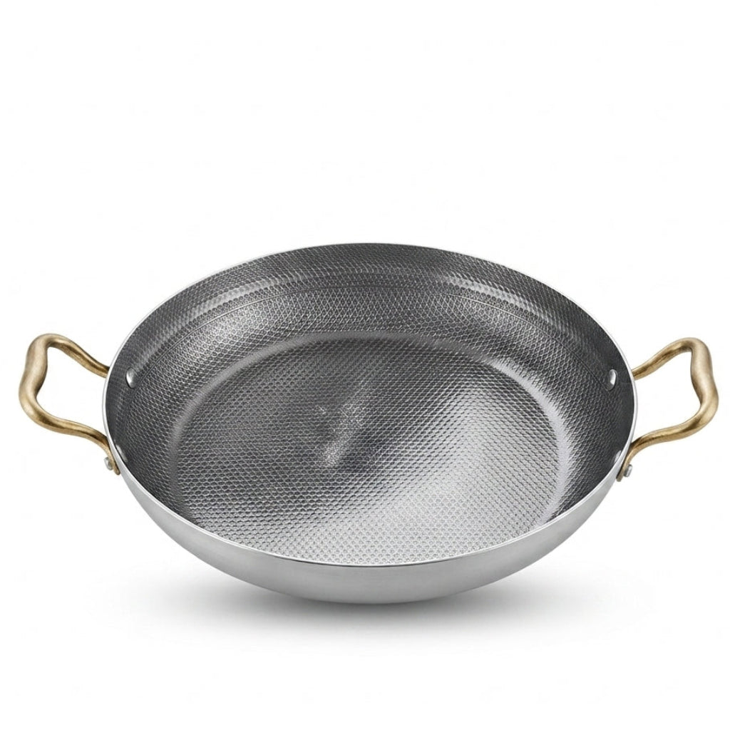 Frigideira Redonda 26cm Martelada com Pegas Douradas: Requinte e Estilo na Mesa Posta - (AYD241-42)