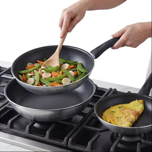 Conjunto de Frigideiras HotChef 3 Pcs: A Versatilidade Definitiva para a Sua Cozinha - (AYD310-49)