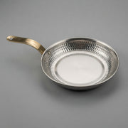 Frigideira em Aço Inox Martelado 22cm: Elegância, Durabilidade e Cabo Dourado Sofisticado - (AYD352-5)