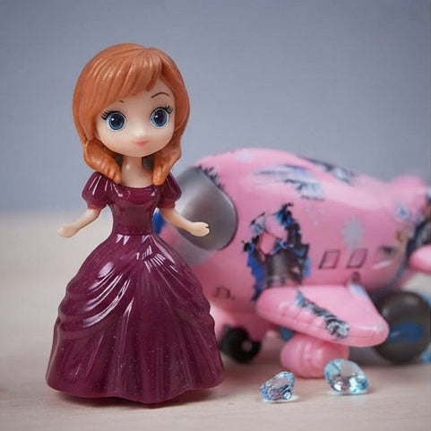Conjunto Princesa do Gelo: Mini Boneca Anna, Avião Temático e Acessórios para Grandes Aventuras - (AYC165-36)