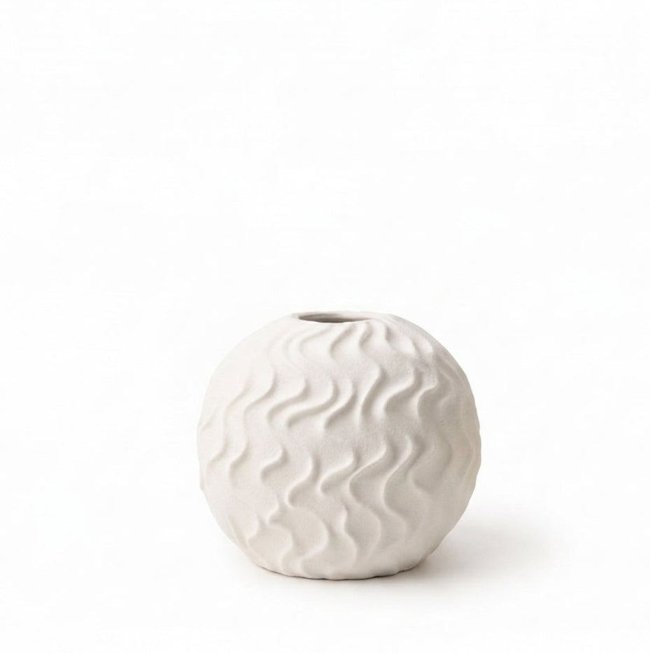 Small Ceramic Vase with Modern Wavy Pattern - (AYD312-11)