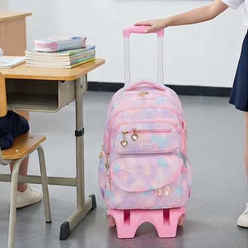 Mochila Escolar com Rodinhas Unicórnio e Tons Pastéis: Encanto, Conforto e Praticidade - (AYC180-2)
