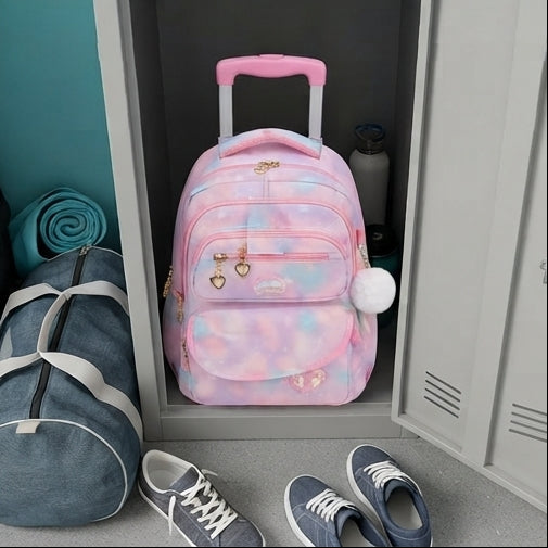 Mochila Escolar com Rodinhas Unicórnio e Tons Pastéis: Encanto, Conforto e Praticidade - (AYC180-2)