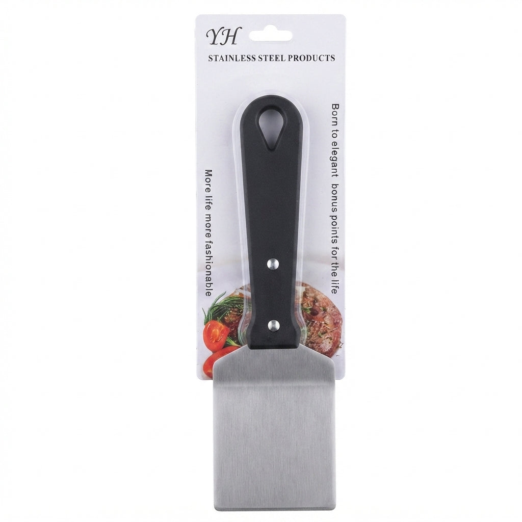 Espátula Lisa, Reta YH em Aço Inox: Perfeita para Virar Hambúrgueres e Grelhados - (ESP4026)