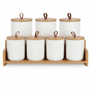YYW Conjunto de Latas de Cerâmica Herméticas de Cozinha com Tampa de Madeira - (AYD317-1)