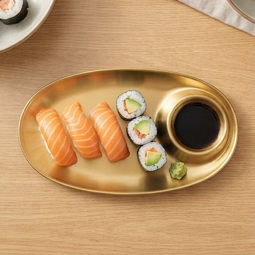 Bandeja Petisqueira Individual em Aço Inoxidável SUS 304: Sofisticação Moderna na Apresentação de Sushi e Petiscos - (PRA0066)