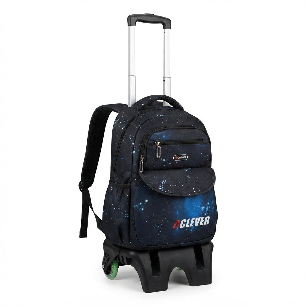 Mochila de Rodinhas Cósmica CLEVER: Mobilidade, Espaço e Estilo para a Volta às Aulas -(AYC180-1)