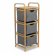 Estante Organizadora de Bambu com Gavetas de Tecido: Sustentabilidade, Elegância e Praticidade para o Seu Lar - (AYD305-59)