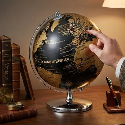 Elegância Global, 14cm: Globo Geográfico com Acabamento Moderno - (AYC329-9)