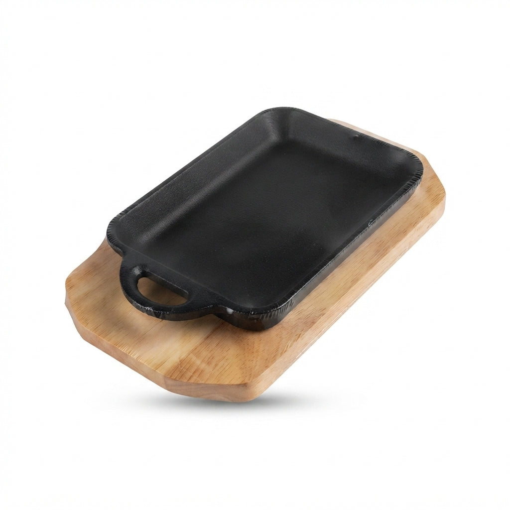 Chapa Retangular com Pega Única e Base de Madeira: Do Fogo Direto para a Mesa com Estilo - (AYD241-20)