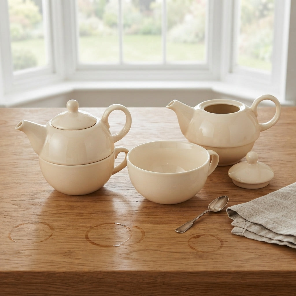 White Ceramic Stackable Tea Set: Modern Design, Practicality and Exclusive Refinement - (AYD352-21)