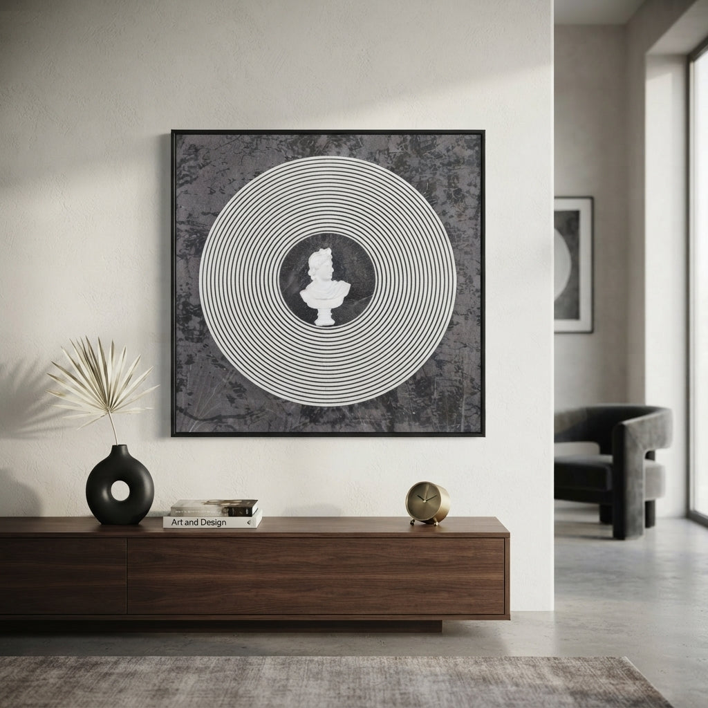 Quadro Decorativo 'Gato de Café', 40/40cm: Arte Rústica Exclusiva com Grãos Naturais para Dar Aconchego ao Ambiente - (AYD313-5)