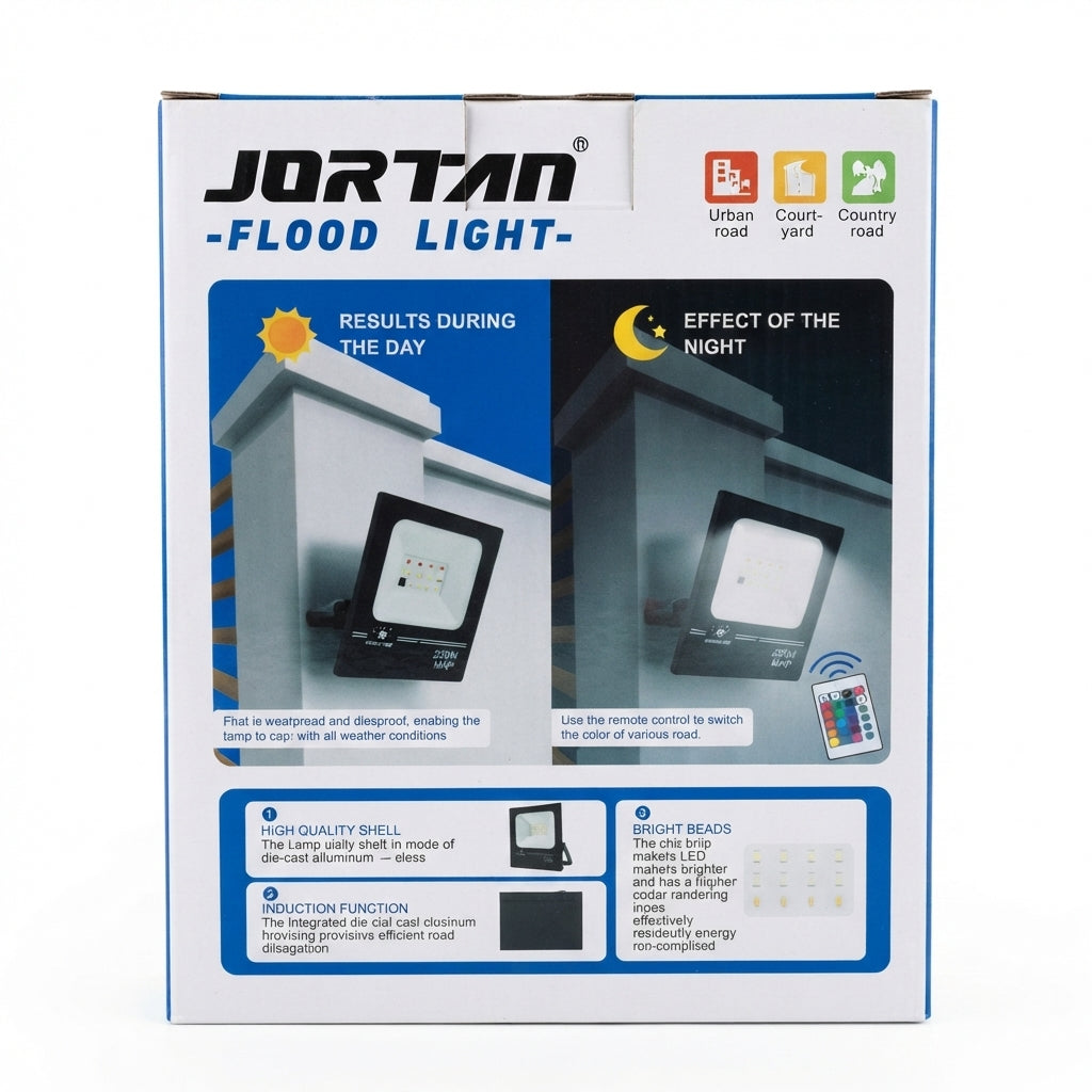 Refletor Flood Light RGB 20W Jortan IP66: Efeitos de Luz Incríveis para Pátios e Jardins - (AYA147-5)