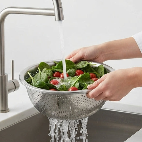 Escorredor e Bacia em Aço Inox 36cm: Praticidade e Alta Drenagem na Cozinha - (AYD234-23)
