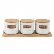 Conjunto de 3 Latas de Chá, Café e Açúcar em Cerâmica Exclusivas - (AYD317-3)