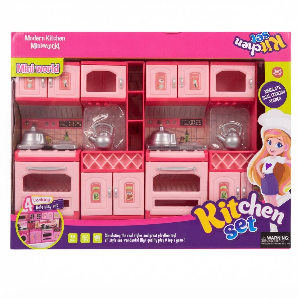 Cozinha Infantil 'Modern Kitchen': Conjunto Modulado Completo com Acessórios para Grandes Chefs - (AYC176-12)