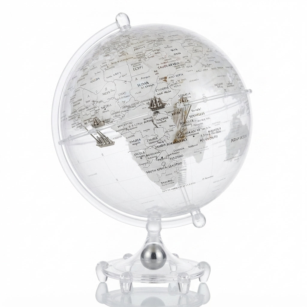 Odisseia de Cristal, 20cm: Globo Náutico com Veleiro em Miniatura  - (AYC329-27)