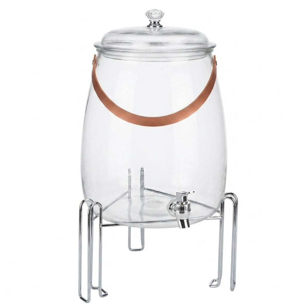 Dispensador de Bebidas XF-8534 com Alça de Couro e Suporte Cromado: Elegância e Charme para Suas Recepções - (AYD237-35)