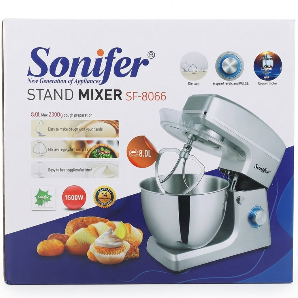 Sonifer Stand Mixer SF-8066 1500W: Potência Profissional e Grande Capacidade para a Sua Cozinha - (SF-8066)
