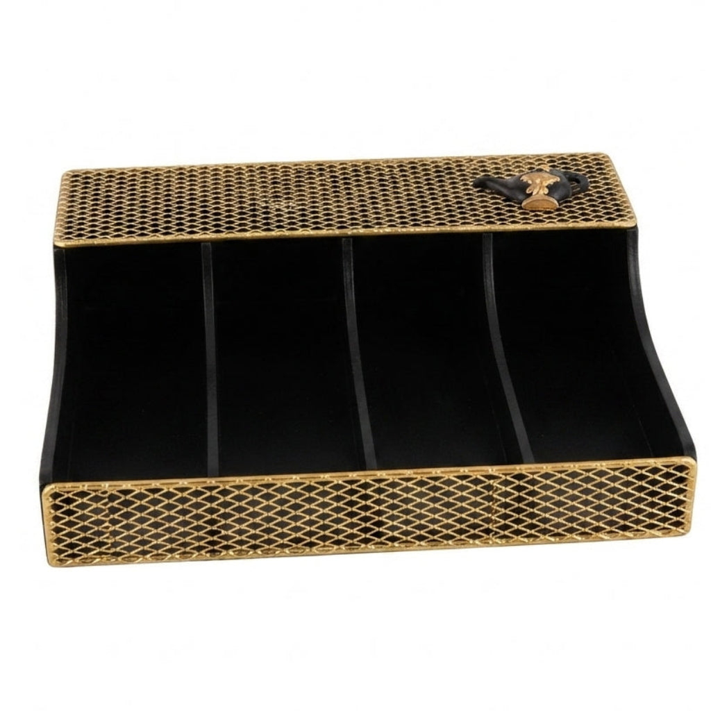 Organizador de Mesa Geométrico Black & Gold: Elegância e Organização para o Seu Espaço de Trabalho - (AYD296-11)
